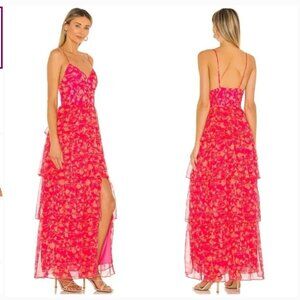 Amanda Uprichard Thaddea Floral Maxi Dress- Pink Orange- Size S